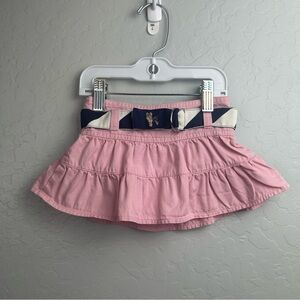 Ralph Lauren pink ruffle tiered skirt with embroidered  dog belt size 12 months